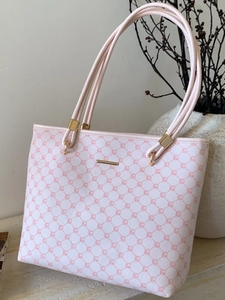 Pink monogram tote bag with chic gold hardware for office and casual daily use