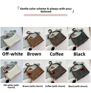 Detail view of stylish large capacity PU leather tote bags in four versatile colors