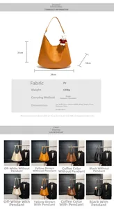 Detailed size chart and specifications for the large PU leather hobo shoulder tote bag