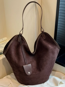 Grand Sac Cabas en Suède Vintage pour Femmes Sac à Épaule Imprimé Léopard Rétro Sac Hobo de Mode Simple Urbaine