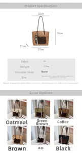 Detailed size guide and measurements for the large vintage PU leather tote handbag