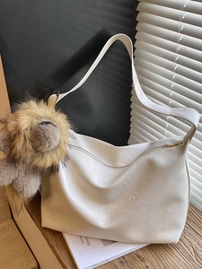 Borsa a Spalla in Pelle PU Vintage di Grande Capacità per Donna Borsa Hobo Minimalista Urbana con Ciondolo a Forma di Leone