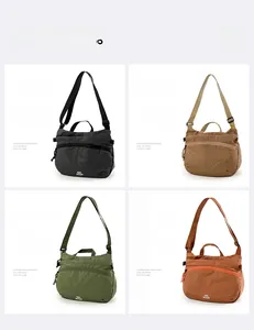 Four grid display of textured crossbody bags in black, brown, green and orange colors