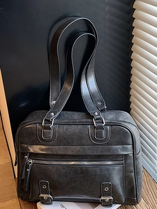 Women Retro PU Leather Large Capacity Tote Bag Urban Minimalist Shoulder Bag With Stitching Detail Zipper Closure Handbag