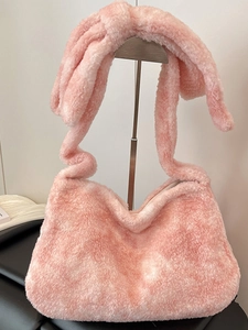 Women Large Capacity Plush Bucket Bag Soft Faux Fur Tote Bag With Bowknot Shoulder Strap Casual Autumn Winter Commuter Handbag