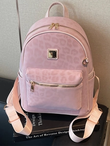 Vintage Leopard Print Fashion Women Backpack Faux Suede Large Capacity Travel Bag Pink Brown Student School Backpack For Women