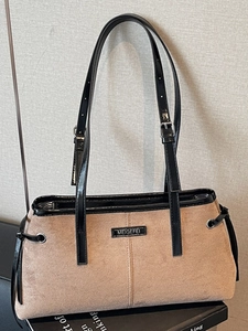 Women Retro Suede PU Leather Shoulder Bag Fashion Stitching Large Capacity Commuter Underarm Tote Bag With Adjustable Strap