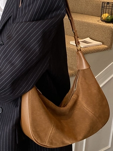Sac à épaule Hobo marron minimaliste en cuir de qualité supérieure avec design rétro