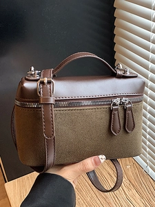 Sac à Épaule Femme Urbain Simple Suède Cuir Synthétique Patchwork Sac Boîte Décontracté Travail Quotidien Mode Sac à Main