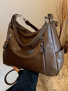 Women Vintage Underarm Shoulder Bag Large Capacity PU Leather Commuting Tote Bag Fashion Stitching Retro Hobo Bag For Daily