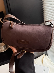 Borsa Boston vintage marrone in pelle scamosciata con cerniera dorata e design retrò