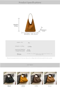 Détails des dimensions et des couleurs pour ce grand sac cabas en similicuir souple