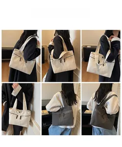 Collage of chic large canvas tote bags in cream and charcoal for versatile commuting