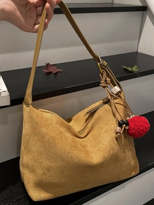 Damen Retro Wildleder Umhängetasche Minimalistisch Matte Crossbody Handtasche Dumpling Tasche Einfarbig Casual Alltagsbörse