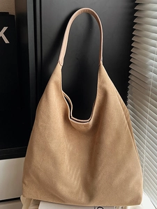 Minimalist Women Faux Suede Tote Bag Large Capacity Soft Hobo Shoulder Bag Commuter Leopard Print Bucket Handbag For Work Travel