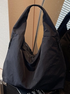 Sac Fourre-tout Grande Capacité Femmes Style Coréen Simple Couleur Unie Sac à Épaule Tissu Sac à Main Hobo pour Navette Quotidienne