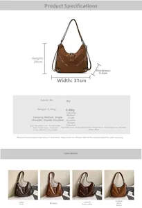 Detailed dimensions and weight specifications of the women's faux leather tote backpack