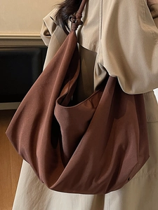 Minimalistische dunkelbraune Canvas-Tragetasche für Damen mit großem Fassungsvermögen