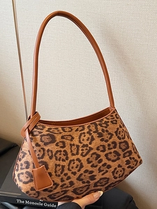 Sac à Bandoulière Vintage en Suède Léopard pour Femmes Sac Sous le Bras Patchwork Minimaliste Sac à Main Casual Quotidien