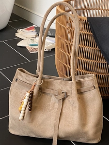 Damen Veloursleder Unterarm Umhängetasche Vintage Große Kapazität Tote Bag Urban Minimalistisch Pendler Handtasche