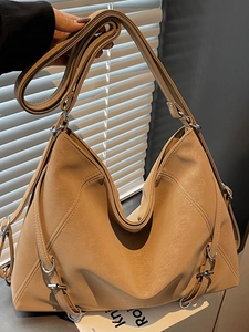 Women Large Capacity PU Leather Shoulder Bag Retro Hobo Tote Bag Adjustable Strap Commuting Urban Simplicity Handbag