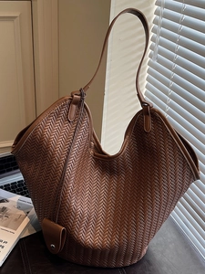 Sac Cabas Tissé Grande Capacité pour Femme Rétro Sac à Épaule Minimaliste Sac à Main Hobo de Navette Sac à Main Tissé à la Mode
