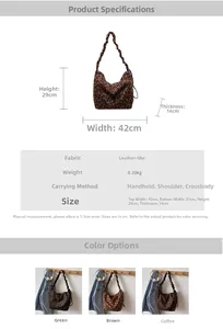 Size chart showing dimensions and specifications for the large leopard print tote bag