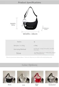 Size chart showing dimensions for a Japanese-style large capacity dumpling shoulder bag