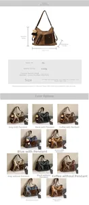 Detailed size specifications and color options for this vintage PU leather tote backpack