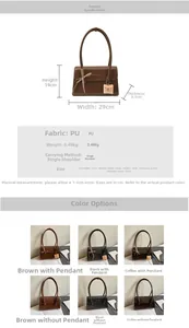 Tableau détaillé des tailles et paramètres pour sac à bandoulière en cuir PU vintage