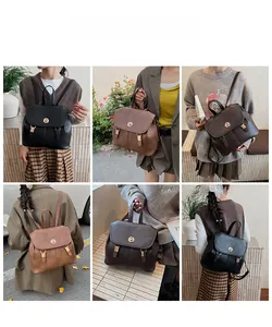 Detailed views of the vintage PU leather backpack for women in various colors and angles