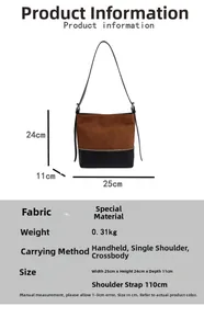 Detailed dimension chart showing the 25x24x11cm size for this brown tote bag