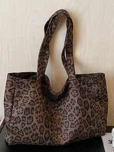 Damen Große Kapazität Leopardenmuster Tragetasche Urban Minimalistisch Stoff Umhängetasche Mode Casual Handtasche Für Den Alltag