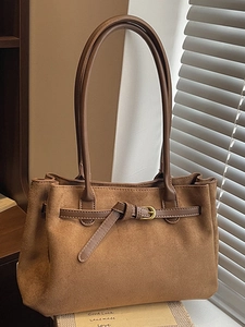 Borsa Sottobraccio in Finta Scamosciata Vintage da Donna Borsa a Spalla Minimalista per Pendolarismo Quotidiano Tinta Unita