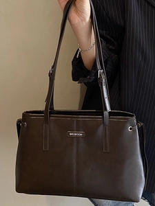 Schicke Retro-Tragetasche mit Leopardenmuster für Damen aus dunkelbraunem mattem Leder