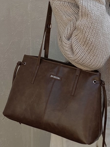 Retro braune Leder-Einkaufstasche mit Leopardenmuster und verstellbarem Schultergurt