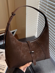 Retro Matte PU Leather Underarm Hobo Bag Women Large Capacity Casual Commuting Shoulder Bag Metal Buckle Vintage Fashion