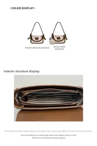 Detailed interior view of a vintage crossbody bag with striped lining and zipper compartments