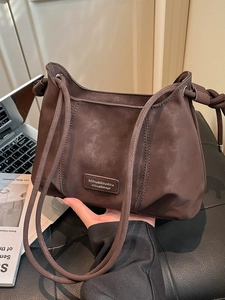 French Retro PU Leather Shoulder Bag For Women Stylish Knot Strap Crossbody Bag Casual Daily Solid Color Commute Purse