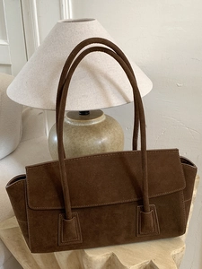 Sac Fourre-Tout Vintage Aspect Daim PU pour Femmes Grande Capacité Épaule Minimaliste Sac Sous l'Aisselle Rétro Mode