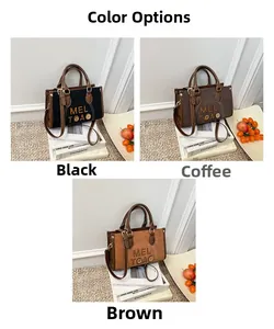 Présentation de sacs rétro en noir, café et marron avec bandoulières réglables