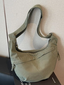 Japanese Minimalist Canvas Crossbody Bag Large Capacity Hobo Bag For Women Casual Versatile Adjustable Strap Fabric Shoulder Bag