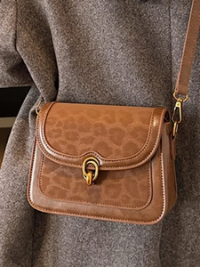 Borsa a tracolla leopardata retrò con chiusura a scatto dorata e cinturino regolabile
