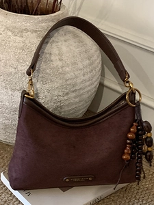 Sac à Épaule Vintage en Suédine pour Femmes Grand Sac Tote en Cuir Souple Sac Minimaliste Urbain pour Navettage Avec Pompon en Perles
