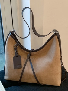 Sac hobo vintage en daim marron avec bandoulière réglable en cuir et grande capacité