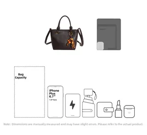 Detailed capacity view of vintage brown bucket bag holding phone and daily essentials