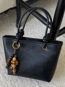 Borsa a Tracolla in Pelle PU Retrò da Donna Borsa a Tracolla Marrone Maillard Con Ciondolo in Grani di Legno Borsa a Secchiello Piccola