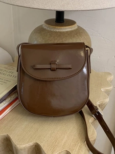 Vintage Brown Bow PU Leather Small Square Shoulder Bag Stylish Casual Retro Crossbody Mobile Phone Bag For Women Daily