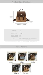 Detaillierte Größen- und Materialspezifikation für den Vintage PU-Leder Rucksack
