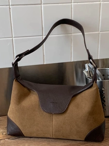 Borsa a tracolla vintage in pelle scamosciata da donna con finiture in pelle e logo